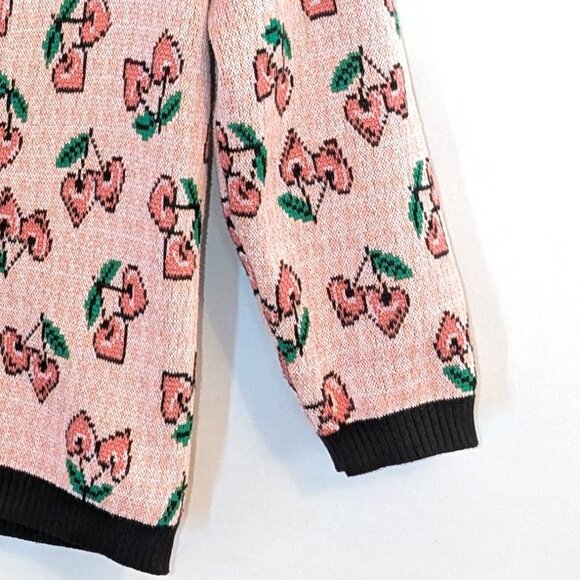 Unique Vintage | Pink Cherry Hearts Cardigan | Size Medium - Picture 7 of 12